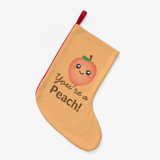 あなたはの桃の甘いかわいいかわいいおもしろいグルメ スモールクリスマスストッキング (正面 (吊り時))