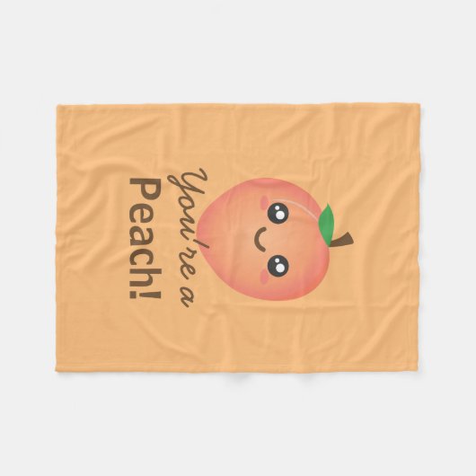 あなたはの桃の甘いかわいいかわいいおもしろいグルメ フリースブランケット (正面(横))