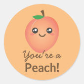 あなたはの桃の甘いかわいいかわいいおもしろいグルメ ラウンドシール (正面)
