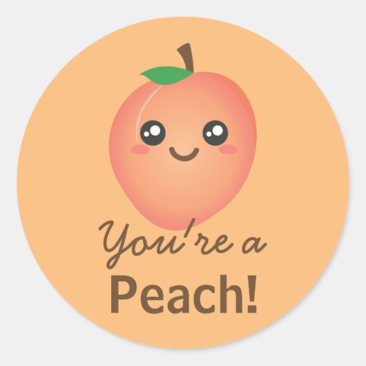 あなたはの桃の甘いかわいいかわいいおもしろいグルメ ラウンドシール (正面)