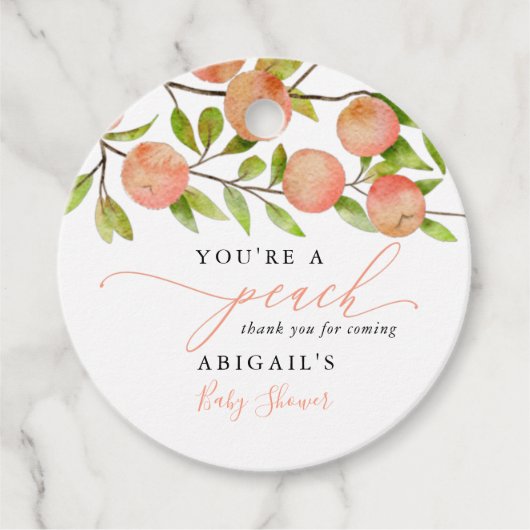 あなたはの桃素朴夏の赤ちゃんシャワーメッセージカード フェイバータグ (正面)