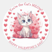 あなたはの猫の鳴く小さな子のクラスのバレンタイン ラウンドシール (正面)