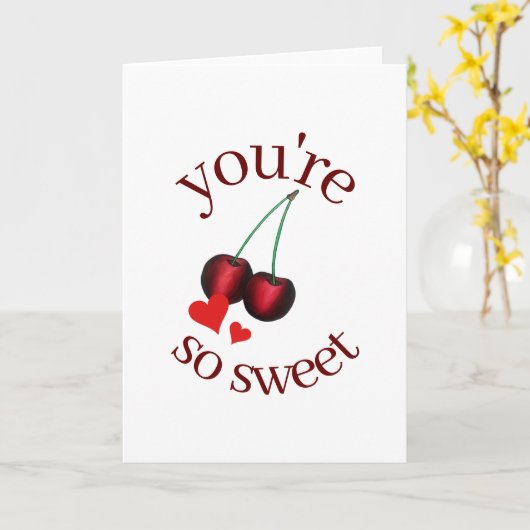 あなたはの甘い熟した赤さくらんぼさくらんぼ果実 カード (黄色い花)