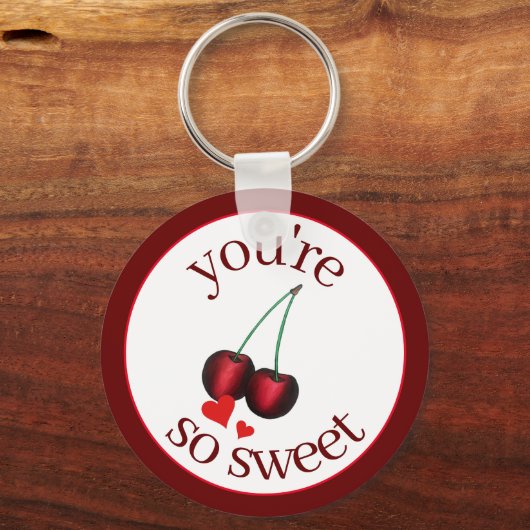 あなたはの甘い熟した赤さくらんぼさくらんぼ果実 キーホルダー (正面)