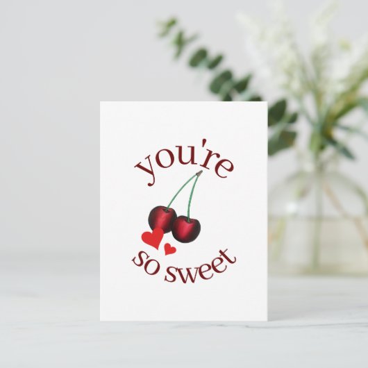 あなたはの甘い熟した赤さくらんぼさくらんぼ果実 ポストカード (スタンド正面)