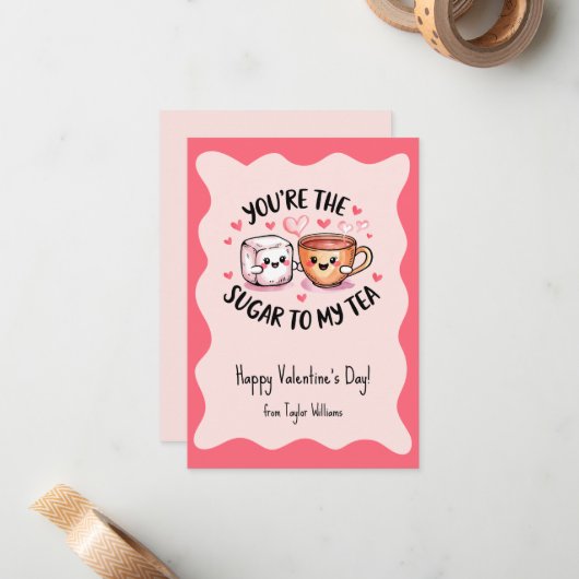 あなたはの私のお茶キッズバレンタインデーへの砂糖 ノートカード (正面/裏面インサイチュ)