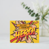 あなたはの私のヒーローおもしろいレトロ漫画ブックアポップ・アートのート ポストカード (スタンド正面)