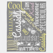 あなたはの素晴らし名前をカスタムする、単語、灰色の黄色 フリースブランケット (正面)