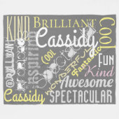 あなたはの素晴らし名前をカスタムする、単語、灰色の黄色 フリースブランケット (正面(横))