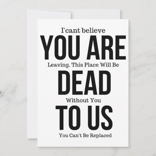 あなたはもう死んだ人扱いよ なんて書いてある面白いマグカップを同僚に 招待状 (正面)