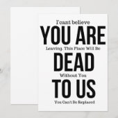 あなたはもう死んだ人扱いよ なんて書いてある面白いマグカップを同僚に 招待状 (正面/裏面)