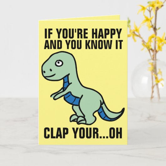 あなたはもしハッピーと知っている恐竜誕生日 カード (黄色い花)