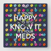 あなたはもし幸せで、あなたはそれを知っている スクエア壁時計 (正面)