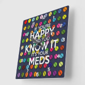 あなたはもし幸せで、あなたはそれを知っている スクエア壁時計 (傾斜)