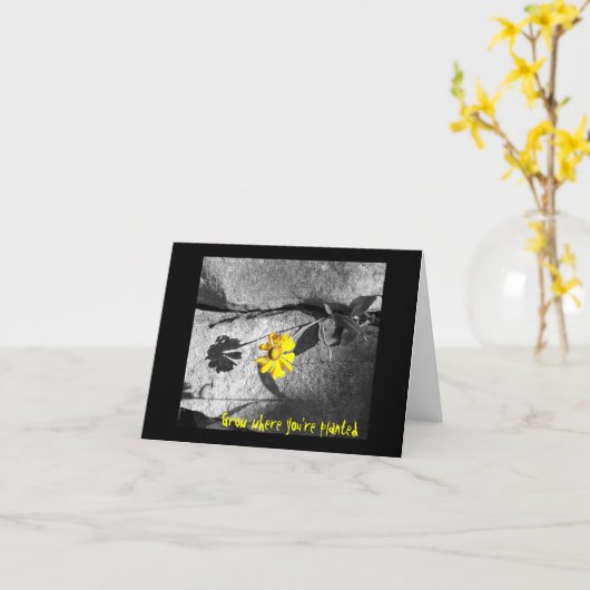 「あなたはやる気を起こさせる植えられた場所を拡張」ノートカード カード (黄色い花)