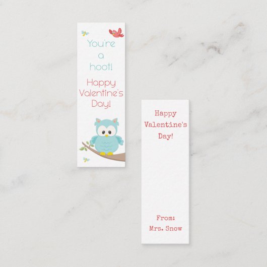 あなたはやれ！フクロウバレンタインブックマーク スキニー名刺 (正面/裏面)