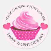 あなたはアイシングハッピーバレンタインデーカップケーキ ラウンドシール (正面)