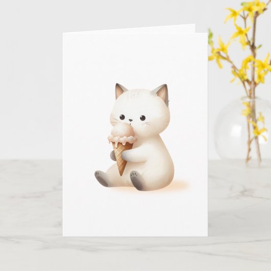 あなたはアイスクリームコーンで一番甘い子猫 カード (黄色い花)