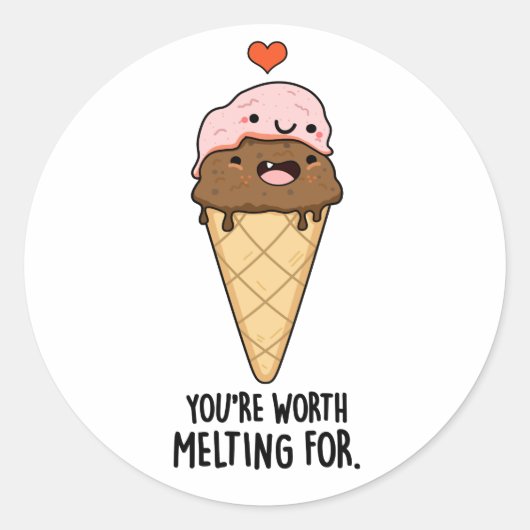 あなたはアイスクリームパおもしろいンを溶かす価値がある ラウンドシール (正面)