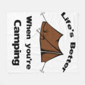 あなたはキャンプする方が生活が良い フリースブランケット (正面(横))