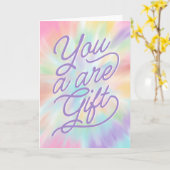 あなたはギフト先生フレンドママパステル絞り染め カード (黄色い花)