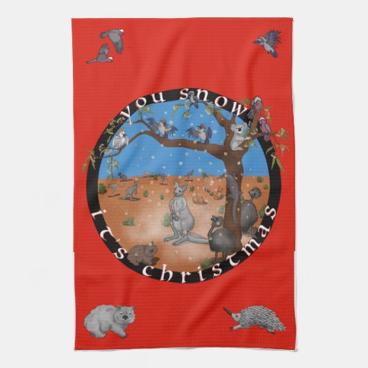 あなたはクリスマスを雪に – オーストラリアの戻りティータオル キッチンタオル (縦)
