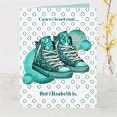 あなたはクールのティール（緑がかった色）卵巣がん支援 カード (黄色い花)