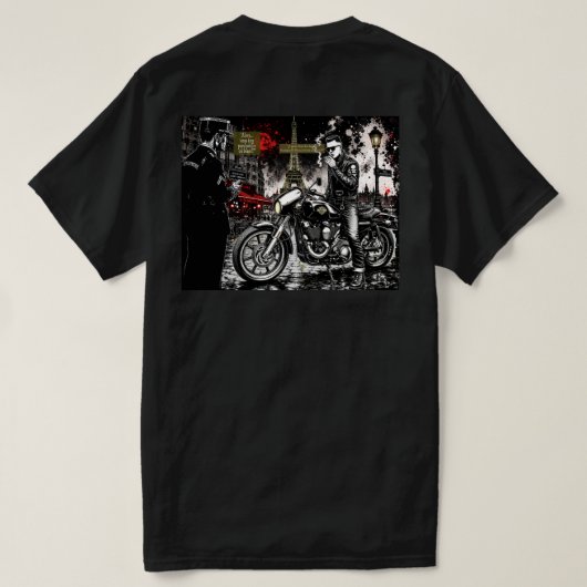 "あなたはサイコビリー？バイカー？" Tシャツ (デザイン裏面)