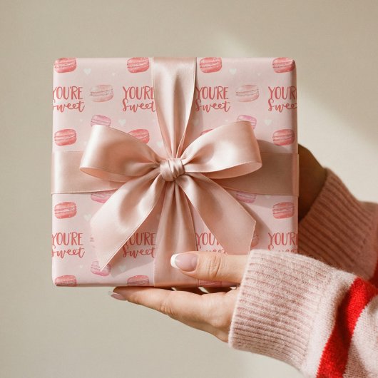 あなたはスイートハッピーバレンタインデーマカロンクッキー ラッピングペーパー