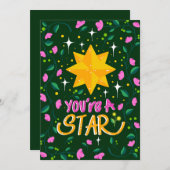 あなたはスターピンクの誕生日カード 招待状 (正面/裏面)