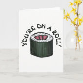 あなたはスパイシーな転がまぐろ食べ日本のグルメで カード (黄色い花)