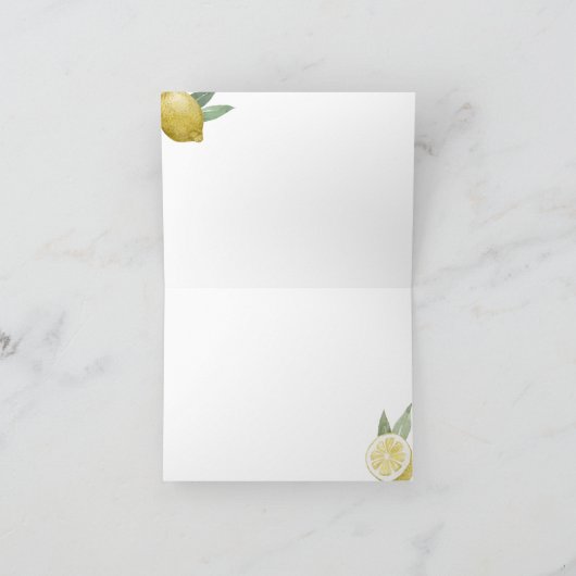 あなたはゼスト レモン ブライダルシャワーの主役 サンキューカード (内部)