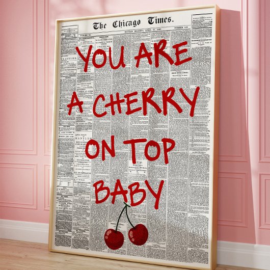 あなたはトップさくらんぼヴィンテージ新聞の愛 ポスター