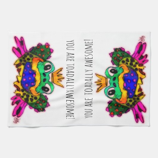 あなたはトータリ素晴らしカエルの1/2倍である キッチンタオル (横)