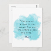 あなたはドロップの全体の海である – Rumi引用文 ポストカード (正面/裏面)