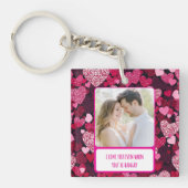 あなたはハングリー時のスパークリーハートピンク キーホルダー (正面)