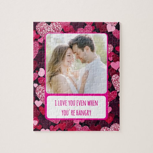 あなたはハングリー時のスパークリーハートピンク ジグソーパズル (縦)