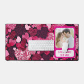 あなたはハングリー時のスパークリーハートピンク デスクマット (キーボード&マウス)