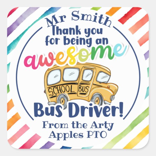 あなたはバスの運転手素晴らしに感謝する スクエアシール (正面)