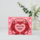 あなたはバレンタインマイロブスターかわいいハートピンク赤 ポストカード (スタンド正面)