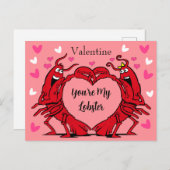 あなたはバレンタインマイロブスターかわいいハートピンク赤 ポストカード (正面/裏面)