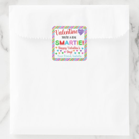 あなたはパーソナライズされたは実在Smartie Valentineの日 スクエアシール (バッグ)