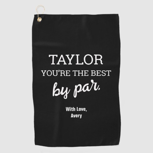 あなたはパーソナライズされたパー最高の白黒 ゴルフタオル (正面)
