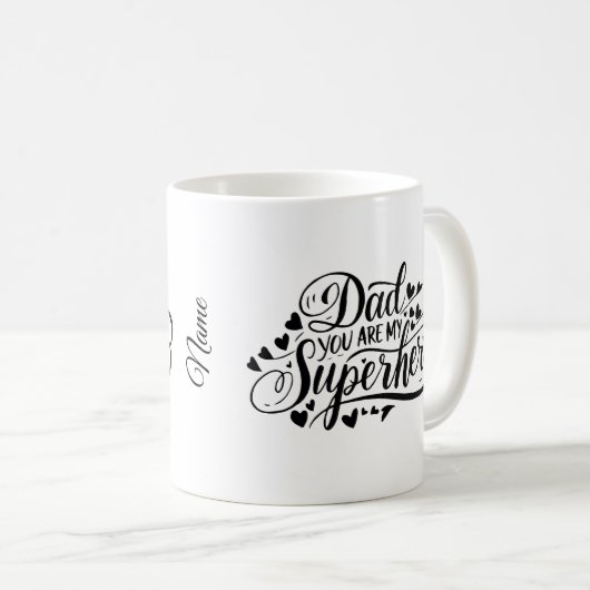 あなたはパーソナライズされたマイヒーローパパマグカップ コーヒーマグカップ (正面右)