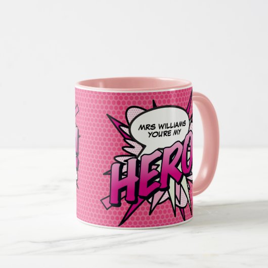 あなたはパーソナライズされた私のヒーロー漫画ブックアポップ・アートのート マグカップ (正面右)