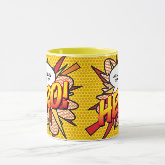 あなたはパーソナライズされた私のヒーロー漫画ブックアポップ・アートのート マグカップ (中央)