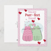 あなたはパーフェクトな友達 ピンクの猫 バレンタインカード シーズンカード (正面/裏面)