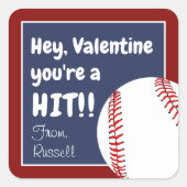 あなたはヒットしたバレンタインの野球のお願い スクエアシール (正面)