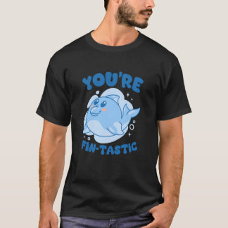 あなたはフィン・タスティックかわいいイルカのフレーズ ロングスリーブ Tシャツ