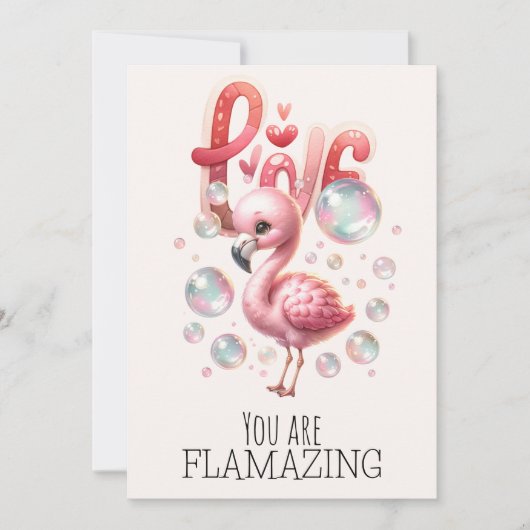 あなたはフレイムジングキッズバレンタインズキュートフラミンゴ シーズンカード (正面)
